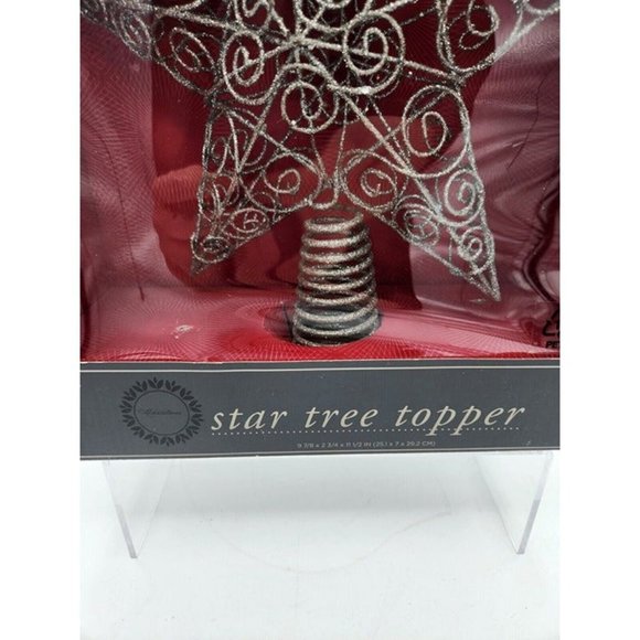 Trim A Home Christmas Holiday Metal Silver Glitter Star Tree Topper - Picture 4 of 6
